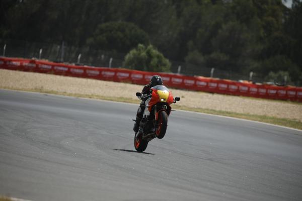 Pulling a wheelie on the XSR900 GP