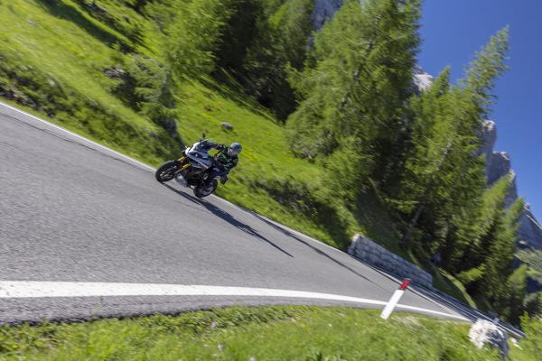 Alex riding Experia in Dolomites