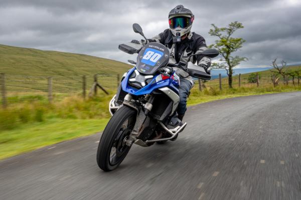 The BMW R1300 GS riding along a country road