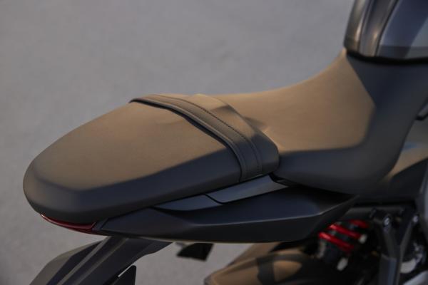 The split rider and passenger seat on the new Daytona 660