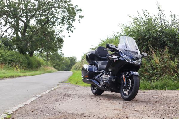 the 2023 Honda Gold Wing Tour parked by the road