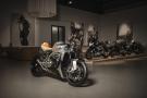 The foyer at Norton Motorcycles with some motorbikes from past and present 