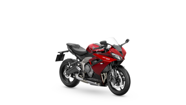 The Triumph Daytona 660 finished in Carnival Red